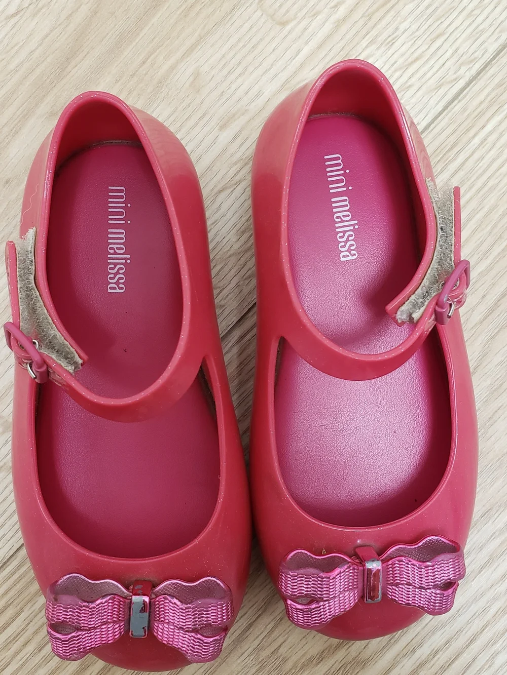Mini Melissa Pink Mary Jane Jelly Shoes with Bow Accent